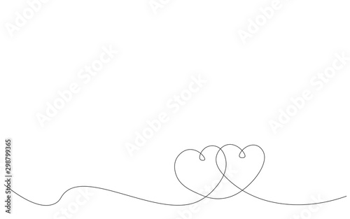 Hearts background line drawing, valentines day vector illustration