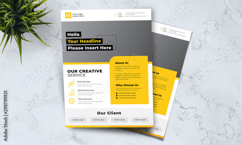 A4 minimalist modern elegant business template flayer vol 32 with orange, white and grey color cmyk ready to print in vector editable layer