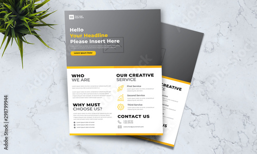 A4 minimalist modern elegant business template flayer vol 31 with orange, white and grey color cmyk ready to print in vector editable layer