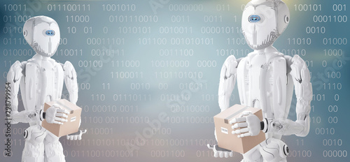 robots with packages, artif...