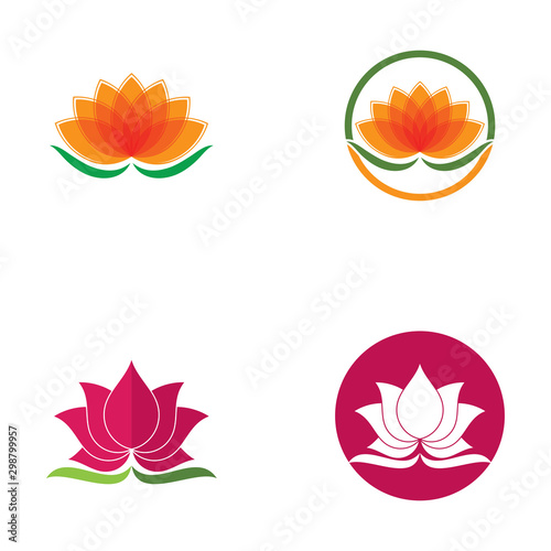 set of beauty vector Lotus flowers design logo template