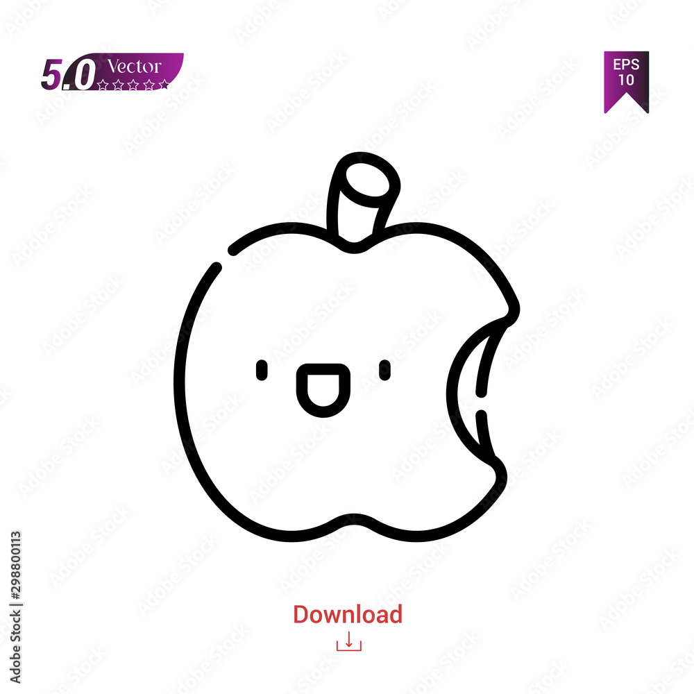 Obraz premium Outline Black apple icon vector isolated on white background. Graphic design, mobile application, logo, user interface. EPS 10 format vector