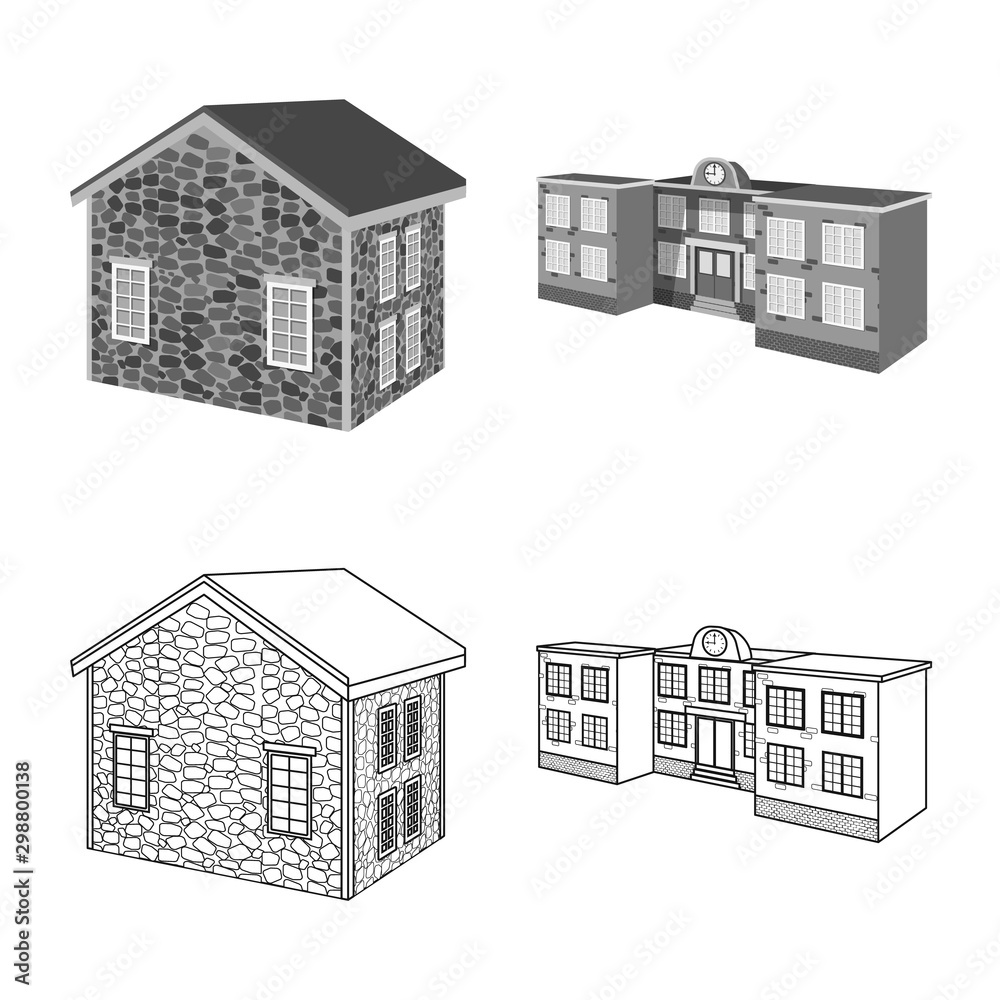 Vector design of facade and housing logo. Collection of facade and infrastructure stock vector illustration.