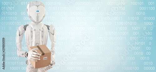 robot with box, artificial ...