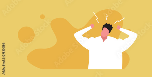 angry furious man screaming fat frustrated stressed guy yelling rage stress concept sketch portrait horizontal vector illustration
