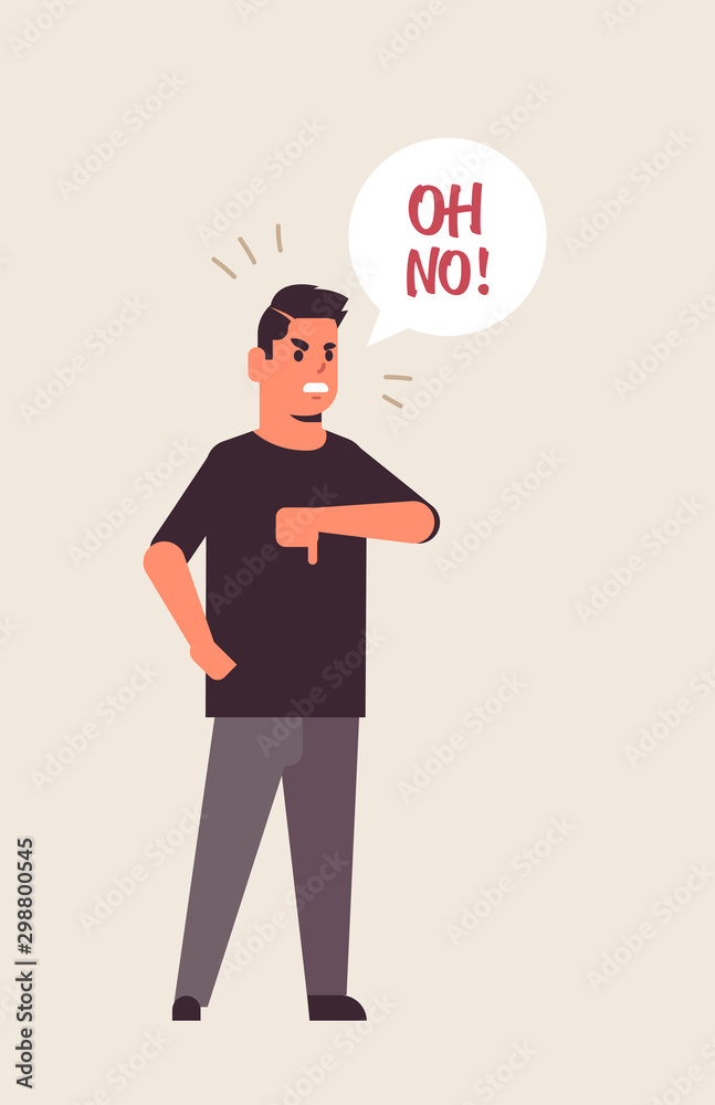 angry unhappy man saying oh NO speech balloon with NO scream exclamation negation concept furious screaming guy showing thumbs down gesture flat full length vertical vector illustration angry unhappy man saying oh NO speech balloon with NO scream exclamation negation concept furious screaming guy showing thumbs down gesture flat full length vertical vector illustration