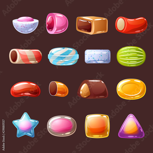 Colorful candies sweets icons vector illustration.