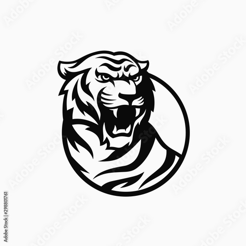 Fototapeta Roaring tiger logo design vector illustration