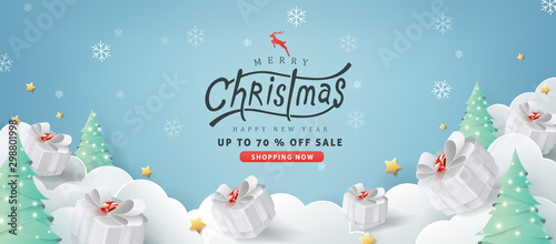Merry christmas sale banner background.Merry Christmas text Calligraphic Lettering Vector illustration.