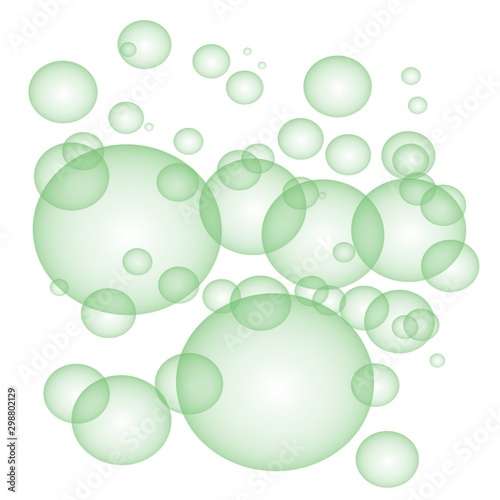 Green abstract background with transparent bubbles