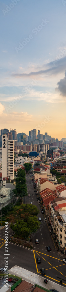 Long vertical image of Singapore Cityscape at sunset time Long vertical image of Singapore Cityscape at sunset time