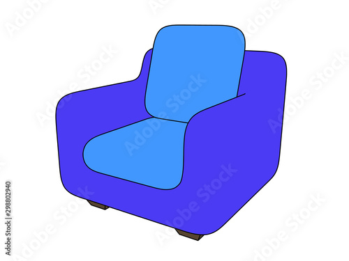 Armchair. Isolated on white background. Vector outline illustration.