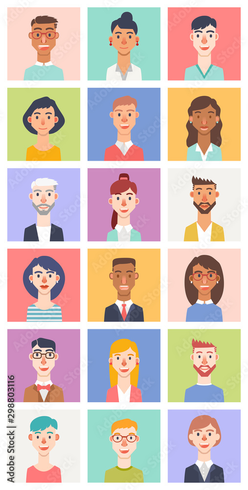 set of vector portraits. men and women; different age and hairstyle set of vector portraits. men and women; different age and hairstyle
