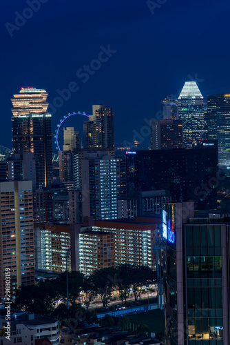 Vertical image of Singapore Cityscape at night