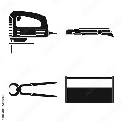Vector design of handicraft and construction logo. Set of handicraft and tool vector icon for stock.
