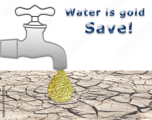 Ilustración representado el valor del agua para evitar las sequías. photo