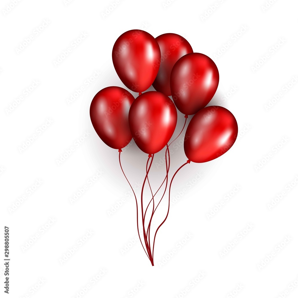 Red Glossy Helium Balloons Isolated on white. Baloons for greeting card,sale banner Red Glossy Helium Balloons Isolated on white. Baloons for greeting card,sale banner