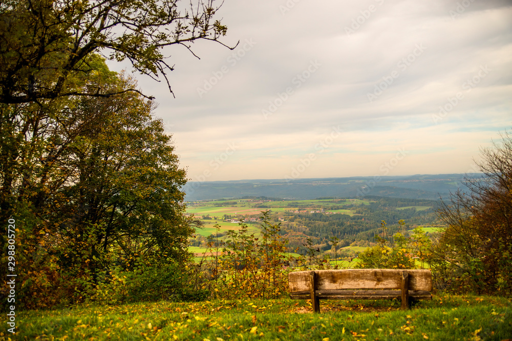 Panoramic view of the hill Hohenstaufen to the north of Germany