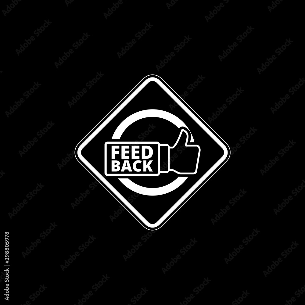 Feedback icon on black background Feedback icon on black background