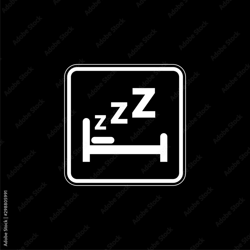 Sleeping icon isolated on black background Sleeping icon isolated on black background
