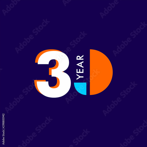 30 Years Anniversary Celebration Vector Template Design Illustration