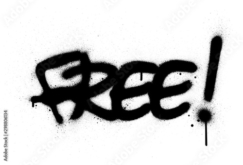 graffiti free word sprayed in black over white