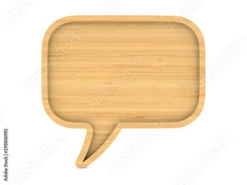 wooden bubble speak on whit...