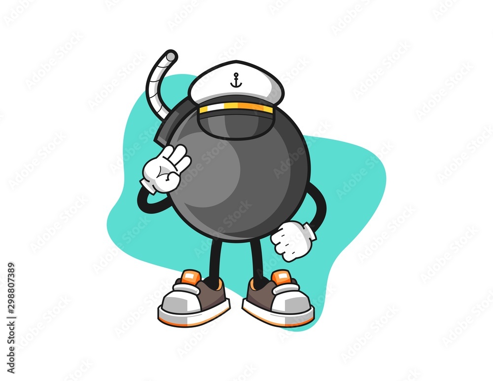 Fototapeta premium Bomb ship master cartoon. Mascot Character vector.