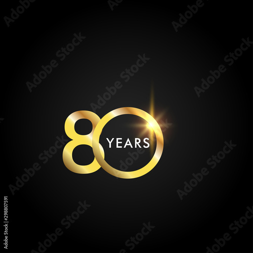 80 Years Anniversary Celebration Gold Vector Template Design Illustration