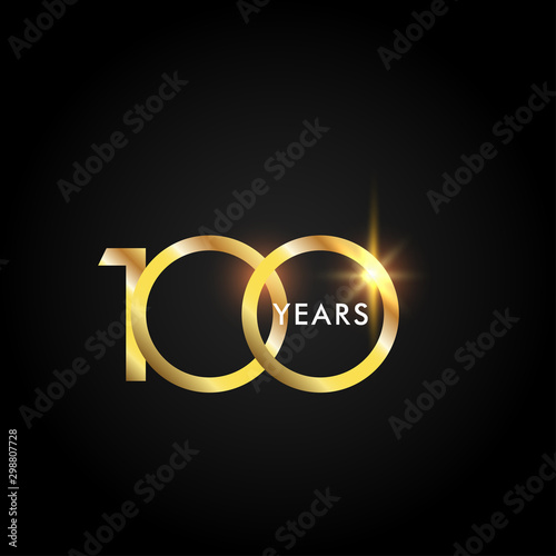 100 Years Anniversary Celebration Gold Vector Template Design Illustration