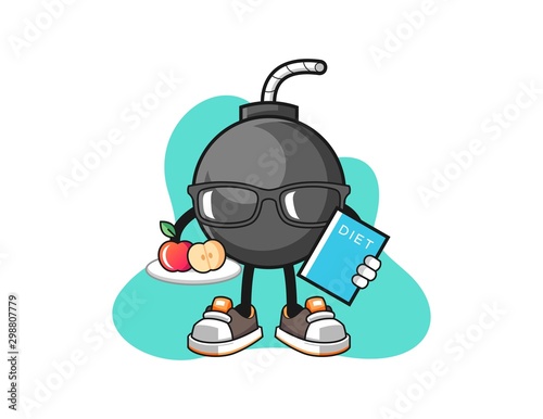 Bomb dietitian cartoon. Mascot Character vector.