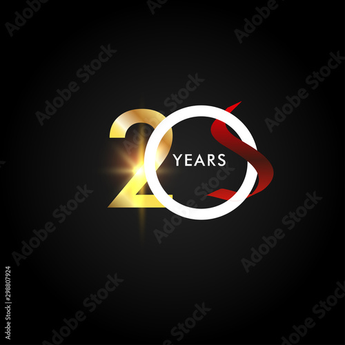 20 Years Anniversary Celebration Gold Vector Template Design Illustration