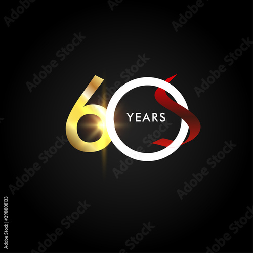 60 Years Anniversary Celebration Gold Vector Template Design Illustration