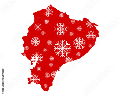 Karte von Ecuador mit Schneeflocken