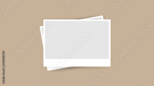 photo frame template isolated on brown background, frames photo collage on brown for banner, simple rectangle frames, picture frame, stack of paper picture frames empty