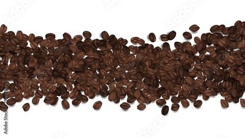 Roasted coffee beans. Vector beans isolated on white. Coffee background banner template. Illustration coffee roasted brown, natural aroma illustration