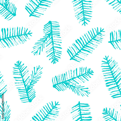 Seamless pattern with Christmas fir twigs. Vector background. Perfect for wallpapers, pattern fills, web page backgrounds, surface textures, textile