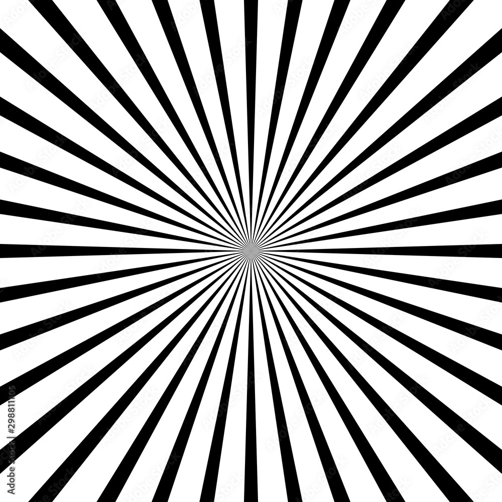 Obraz premium Black and White Hypnotic Spiral Background. Radial Spiral Rays Background. Retro Sunburst Background Template. Vector Illustration
