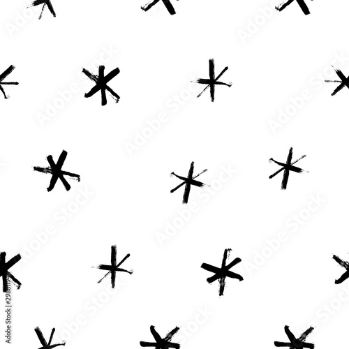 Seamless pattern with snowflakes. Winter Scandinavian design. Hand drawn grunge snow. Merry Christmas and Happy New Year Pattern. Minimalism