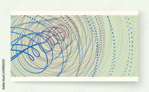 Array with dynamic particles. Swirl with connected dots. Abstract science or technology background. 3d vector illustration.