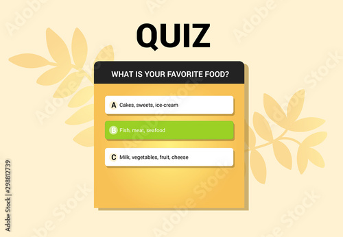 Template of quiz. Social media elements stories stickers, web, app, ui. Social media quiz. Vector illustration