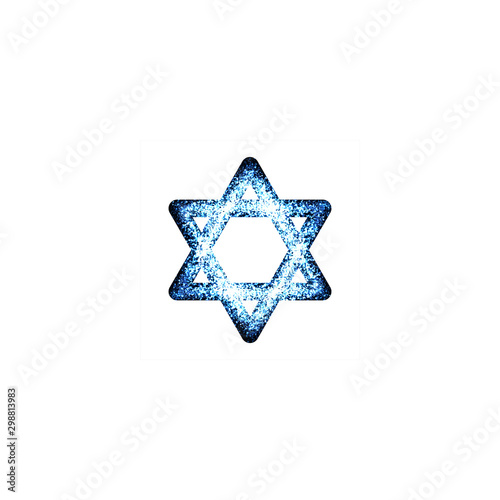 Star of David. Shield of David or Magen David. Hexagram, the compound of two equilateral triangles. Jewish symbol. Blue