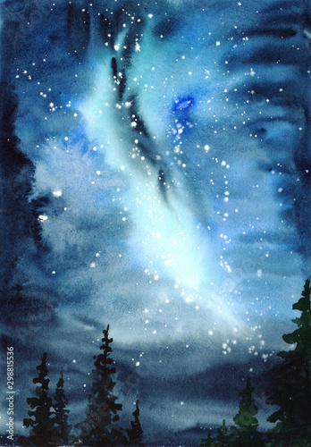illustration starry sky dark blue  stars in the night sky