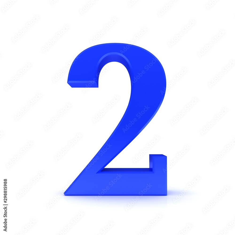 2 two number 3d blue sign figure numeral 2 two number 3d blue sign figure numeral