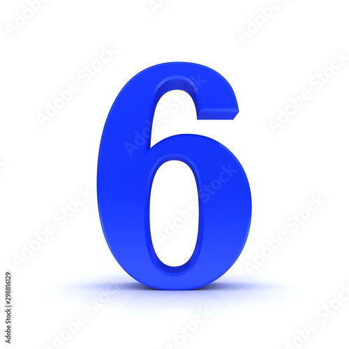 6 six number 3d blue sign figure numeral