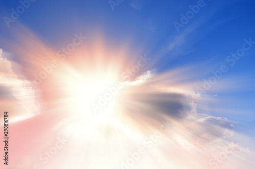 Slika na platnu divine light behind the clouds in the blue sky
