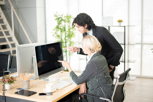 Business people are analyzing financial report