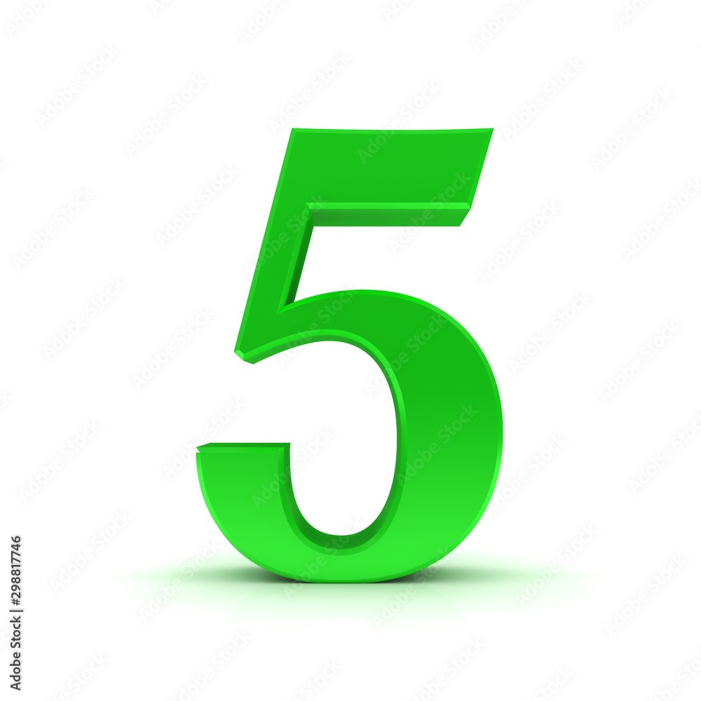 5 number 3d five green sign rendering 5 number 3d five green sign rendering