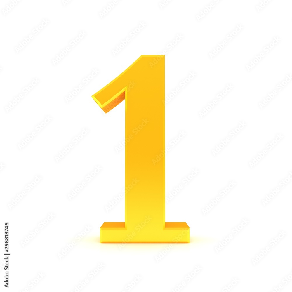 golden number 1 one 3d sign character gold font isolated on white background golden number 1 one 3d sign character gold font isolated on white background