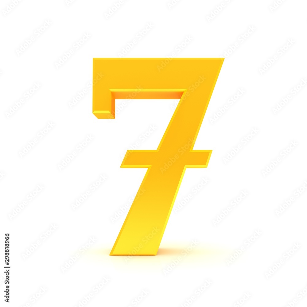 Fototapeta premium golden number 7 seven 3d sign character gold font isolated on white background